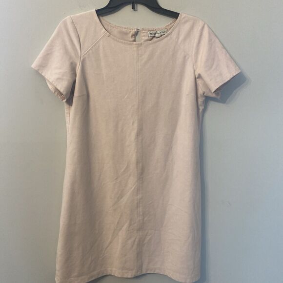 Abercrombie & Fitch Blush Pink faux suede mini Tshirt Dress Size M - Picture 1 of 7